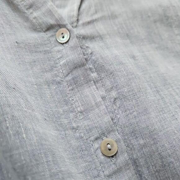 Eileen Fisher Small Organic Linen/Linen Button Long Sleeve Shirt Blue MINT - Picture 10 of 13